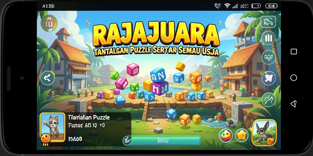 Tampilan gameplay Puzzle RAJAJUARA yang penuh warna dan mendebarkan.