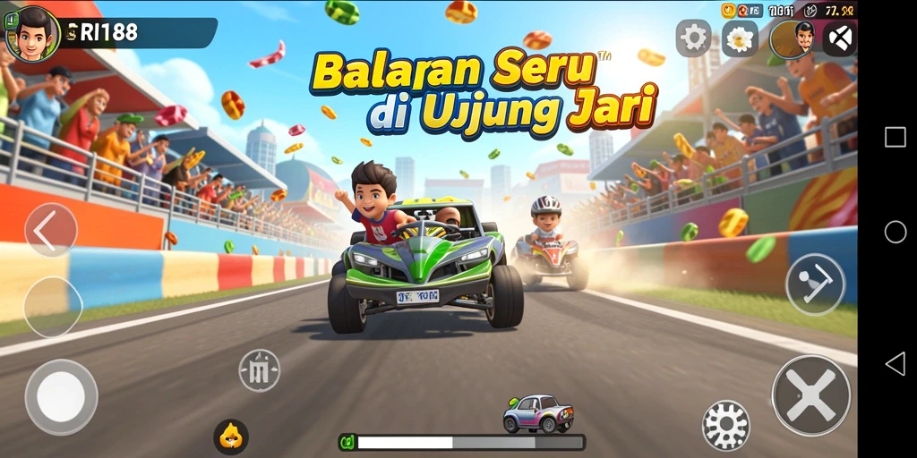 Tampilan luar biasa dari gameplay balapan RI188 yang seru.
