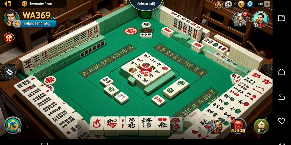 Screenshot gameplay WA369 menampilkan suasana Mahjong yang seru.